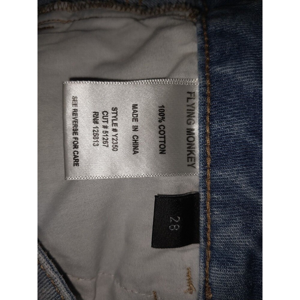 Flying Monkey Jeans Size 28 Light Wash Straight Leg Distressed - Picture 6 of 7